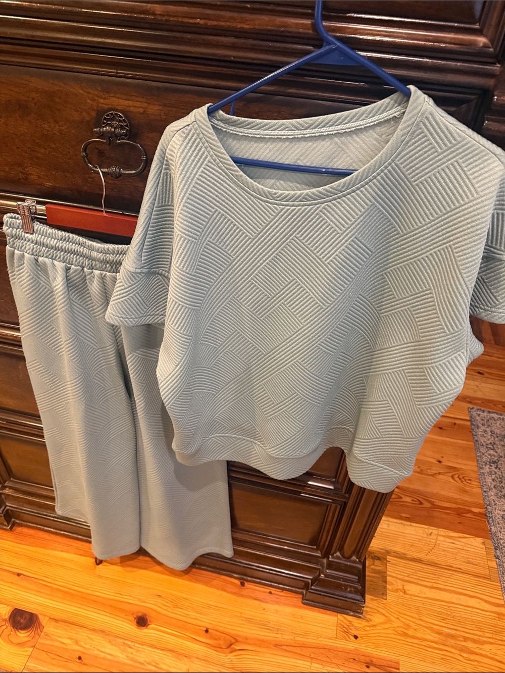 Textured Knit Two-Piece Set in Sage Green